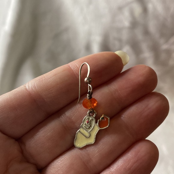 Handcrafted Small Ghost Charm Earrings - Picture 4 of 4